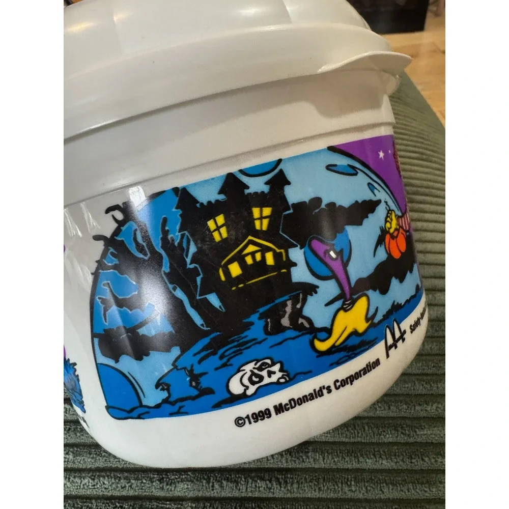 Vintage 1986 McDonalds Halloween Pails Buckets Bat Lid Decoration Lot of 5‎